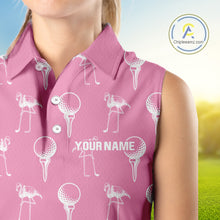 Load image into Gallery viewer, Personalized Flamingo Pink Pattern Womens Golf Sleeveless Polo Shirts Custom Funny Flamingo Golf Gifts NYN2845