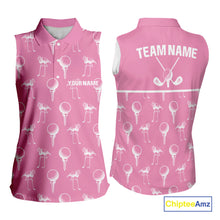 Load image into Gallery viewer, Personalized Flamingo Pink Pattern Womens Golf Sleeveless Polo Shirts Custom Funny Flamingo Golf Gifts NYN2845