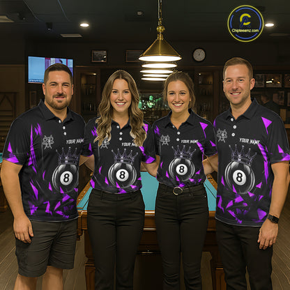 Black And Purple Geometric Crown 8 Ball Billiard Pool Shirt For Women Custom Billiard Team Jersey NYN3217
