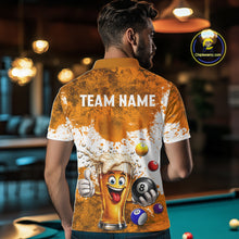 Load image into Gallery viewer, Funny Beer 8 Ball Mens Billiard Shirt Custom White Yellow Splatter Paint Billiard Pool Team Clothing NYN3223