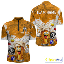 Load image into Gallery viewer, Funny Beer 8 Ball Mens Billiard Shirt Custom White Yellow Splatter Paint Billiard Pool Team Clothing NYN3223