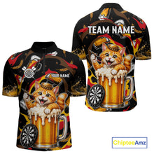 Load image into Gallery viewer, Cool Cat Beer men's quarter zip dart shirt personalized dart league jersey, tournament dart apparel