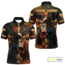 Load image into Gallery viewer, Custom Eagle Retro Patriotic Dart Polo Shirt For Men Outfit US Flag Grunge Dart Jerseys NYN1416