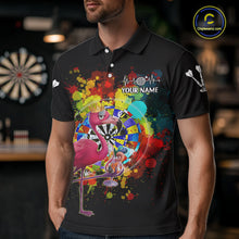 Load image into Gallery viewer, Custom Funny Colorful Crown Flamingo Men Darts Polo League Shirts Splatter Dart Jerseys NYN2209
