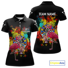 Load image into Gallery viewer, Custom Funny Colorful Crown Flamingo Women Darts Polo League Shirts Splatter Dart Jerseys NYN2209