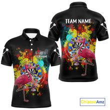 Load image into Gallery viewer, Custom Funny Colorful Crown Flamingo Men Darts Polo League Shirts Splatter Dart Jerseys NYN2209