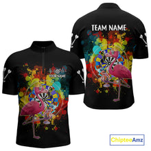 Load image into Gallery viewer, Custom Funny Colorful Crown Flamingo Men Darts Quarter-Zip League Shirts Splatter Dart Jerseys NYN2209