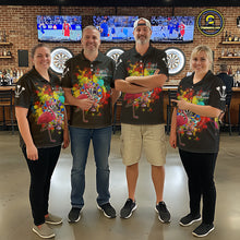 Load image into Gallery viewer, Custom Funny Colorful Crown Flamingo Men Darts Polo League Shirts Splatter Dart Jerseys NYN2209