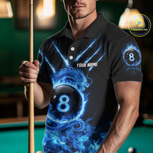 Load image into Gallery viewer, Blue Flaming Dragon Pool 8 Ball Men Billiard Team Shirt Custom Billiard Polo &amp; 1/4-Zip Attire NYN2497