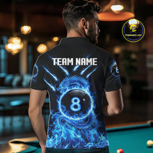 Load image into Gallery viewer, Blue Flaming Dragon Pool 8 Ball Men Billiard Team Shirt Custom Billiard Polo &amp; 1/4-Zip Attire NYN2497
