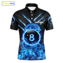 Load image into Gallery viewer, Blue Flaming Dragon Pool 8 Ball Men Billiard Team Shirt Custom Billiard Polo &amp; 1/4-Zip Attire NYN2497
