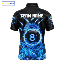 Load image into Gallery viewer, Blue Flaming Dragon Pool 8 Ball Men Billiard Team Shirt Custom Billiard Polo &amp; 1/4-Zip Attire NYN2497