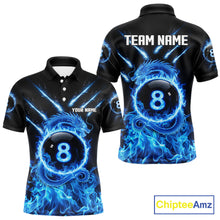 Load image into Gallery viewer, Blue Flaming Dragon Pool 8 Ball Men Billiard Team Shirt Custom Billiard Polo &amp; 1/4-Zip Attire NYN2497