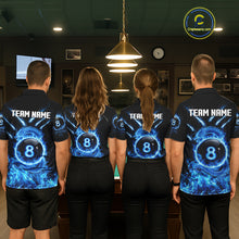 Load image into Gallery viewer, Blue Flaming Dragon Pool 8 Ball Men Billiard Team Shirt Custom Billiard Polo &amp; 1/4-Zip Attire NYN2497