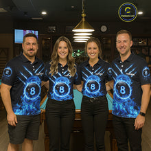 Load image into Gallery viewer, Blue Flaming Dragon Pool 8 Ball Men Billiard Team Shirt Custom Billiard Polo &amp; 1/4-Zip Attire NYN2497