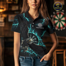 Load image into Gallery viewer, Thunder Teal Eagle Cracked Dartboard Dart Polo Shirts For Women Custom Team Name For Darters NYN2699
