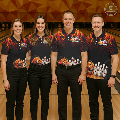 Funny Angry Ball & Pins Women Bowling Shirt Custom Fire Flame Team Bowling Jersey For Bowlers NYN3232