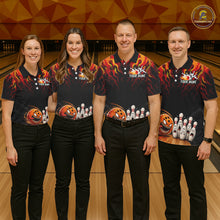 Load image into Gallery viewer, Funny Angry Ball &amp; Pins Women Bowling Shirt Custom Fire Flame Team Bowling Jersey For Bowlers NYN3232