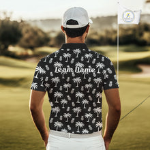 Load image into Gallery viewer, Personalized Tropical Palm Trees Pineapple Men Golf Polo Shirts Black White Team Golf Clothes NYN2863