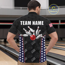 Load image into Gallery viewer, Personalized American Flag Eagle Bowling Shirts For Men Patriotic Bowling Pins And Ball Team Jersey NYN3074