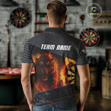 Load image into Gallery viewer, Custom Men's Darts Shirts With Fiery Tiger &amp; Flaming Dartboard, Darts Jersey NYN0299