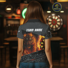 Load image into Gallery viewer, Custom Women's Darts Shirts With Fiery Tiger &amp; Flaming Dartboard, Darts Jersey NYN0299
