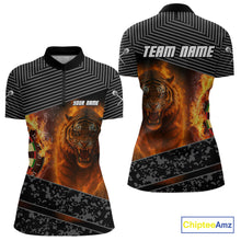 Load image into Gallery viewer, Custom Women's Darts Shirts With Fiery Tiger &amp; Flaming Dartboard, Darts Jersey NYN0299