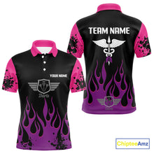 Load image into Gallery viewer, Purple Flaming &amp; Wings Dart Arrow Men's Pink Darts Shirt - Custom Name For Players NYN0565