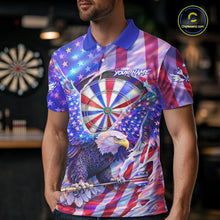 Load image into Gallery viewer, Funny Eagle Freedom Patriotic Darts Polo Shirt For Men Custom Holographic US Flag Dart Jerseys NYN2520