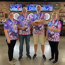 Load image into Gallery viewer, Funny Eagle Freedom Patriotic Darts Polo Shirt For Men Custom Holographic US Flag Dart Jerseys NYN2520