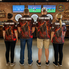 Load image into Gallery viewer, Fire Flame Red Grim Reaper Darts Polo &amp; 1/4-Zip Shirt Custom Red Grunge Dart Jersey For Men NYN3083