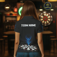 Load image into Gallery viewer, Women’s Darts Team Shirt Colorful Dartboard With Navy Thunder Lightning Dart Arrow NYN0301