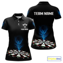 Load image into Gallery viewer, Women’s Darts Team Shirt Colorful Dartboard With Navy Thunder Lightning Dart Arrow NYN0301