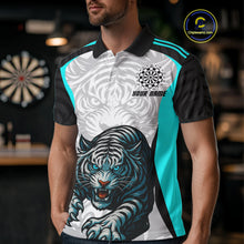 Load image into Gallery viewer, Men’s Darts Team Shirt Turquoise Tiger And Dartboard With Name Option NYN0307