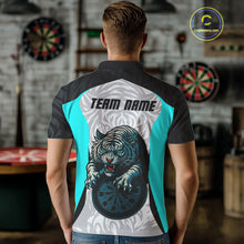 Load image into Gallery viewer, Men’s Darts Team Shirt Turquoise Tiger And Dartboard With Name Option NYN0307