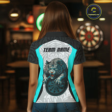 Load image into Gallery viewer, Women’s Darts Team Shirt Turquoise Tiger And Dartboard With Name Option NYN0307