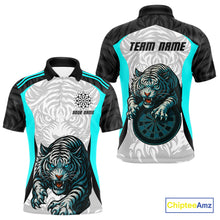 Load image into Gallery viewer, Men’s Darts Team Shirt Turquoise Tiger And Dartboard With Name Option NYN0307