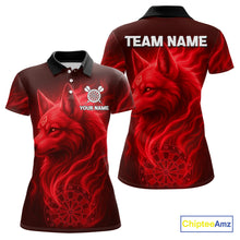 Load image into Gallery viewer, Red Flaming Wolf Dartboard Darts Shirt For Women - Custom Team Jersey For Players NYN0574
