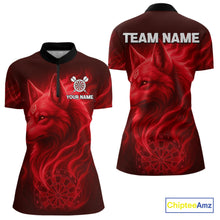 Load image into Gallery viewer, Red Flaming Wolf Dartboard Darts Shirt For Women - Custom Team Jersey For Players NYN0574