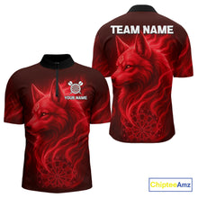 Load image into Gallery viewer, Red Flaming Wolf Dartboard Darts Shirt For Men - Custom Team Jersey For Players NYN0574