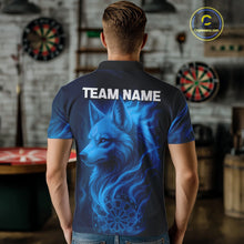 Load image into Gallery viewer, Blue Flaming Wolf Dartboard Darts Shirt For Men - Custom Team Jersey For Players NYN0575