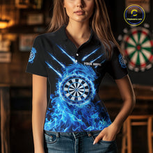 Load image into Gallery viewer, Custom Lightning Dragon Blue Flames Dartboard Dart Women Polo Jerseys Dart Team Shirt NYN1701