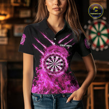 Load image into Gallery viewer, Custom Lightning Dragon Pink Flames Dartboard Dart Women Polo Jerseys Dart Team Shirt NYN1703