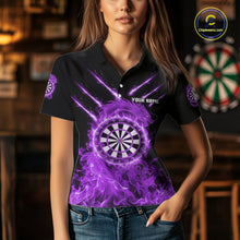 Load image into Gallery viewer, Custom Lightning Dragon Purple Flames Dartboard Dart Women Polo Jerseys Dart Team Shirt NYN1704