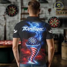 Load image into Gallery viewer, Blue &amp; Red US Flag Dartboard Tornado Men Darts Polo Shirt Custom Patriotic Dart Team Jerseys NYN2524