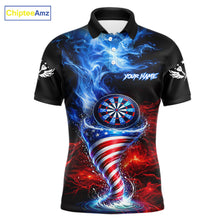 Load image into Gallery viewer, Blue &amp; Red US Flag Dartboard Tornado Men Darts Polo Shirt Custom Patriotic Dart Team Jerseys NYN2524