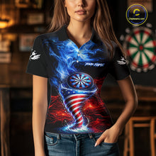 Load image into Gallery viewer, Blue &amp; Red US Flag Dartboard Tornado Women Darts Polo Shirt Custom Patriotic Dart Team Jerseys NYN2524