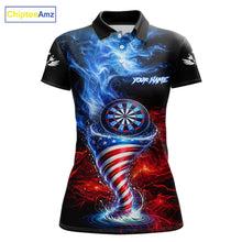 Load image into Gallery viewer, Blue &amp; Red US Flag Dartboard Tornado Women Darts Polo Shirt Custom Patriotic Dart Team Jerseys NYN2524