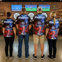 Load image into Gallery viewer, Blue &amp; Red US Flag Dartboard Tornado Women Darts Polo Shirt Custom Patriotic Dart Team Jerseys NYN2524