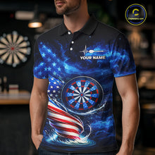 Load image into Gallery viewer, American Flag Dartboard Tornado Men Darts Polo Shirt Custom Patriotic Funny Dart Team Jerseys NYN2525